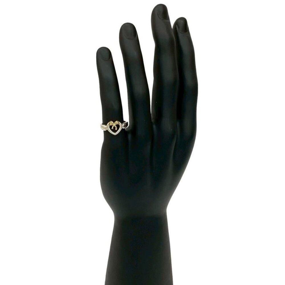 Tiffany & Co Heart Ribbon Combination Ring 18K Gold Silver - Picture 2 of 8
